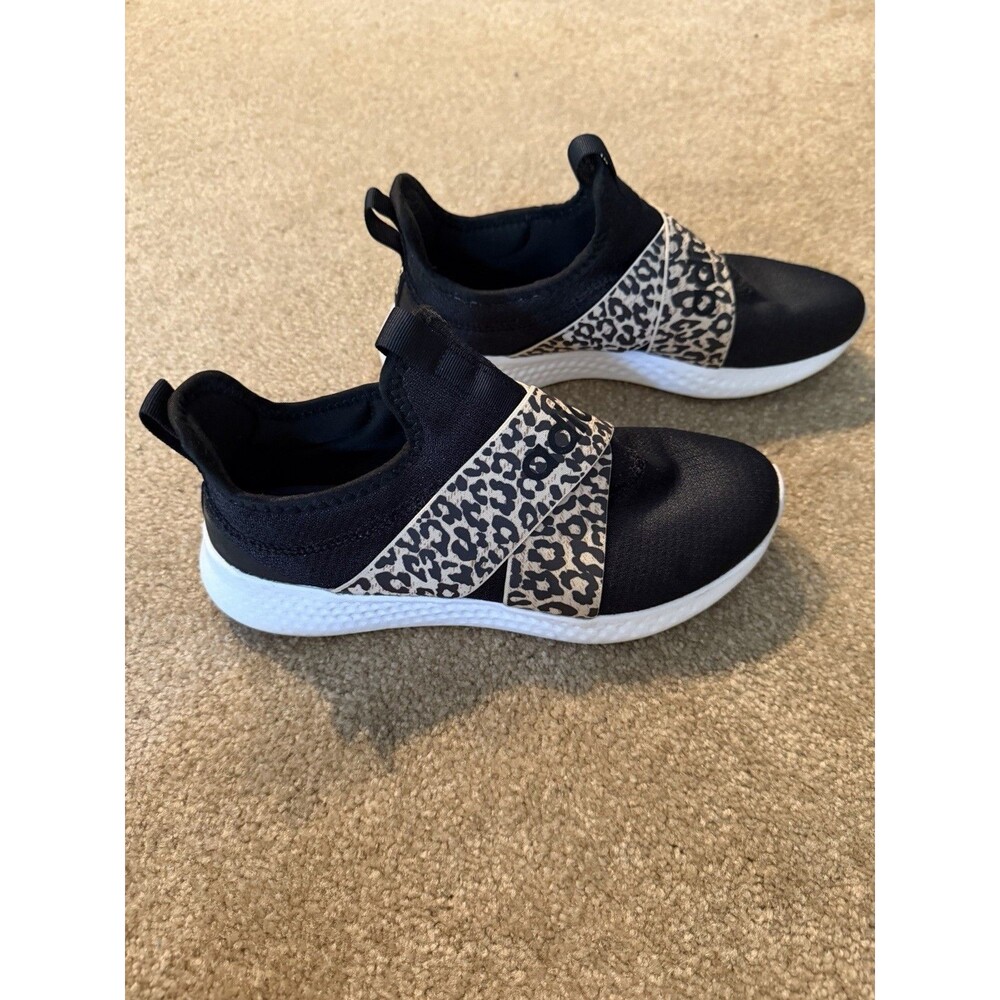 Womens Adidas Slip On Black W Cheetah Print Sneaker Size 7.5 Excellent Condition